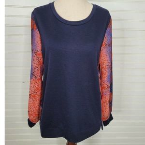 Anthropologie DREW Navy Snake Print Long Sleeve Shirt Women's